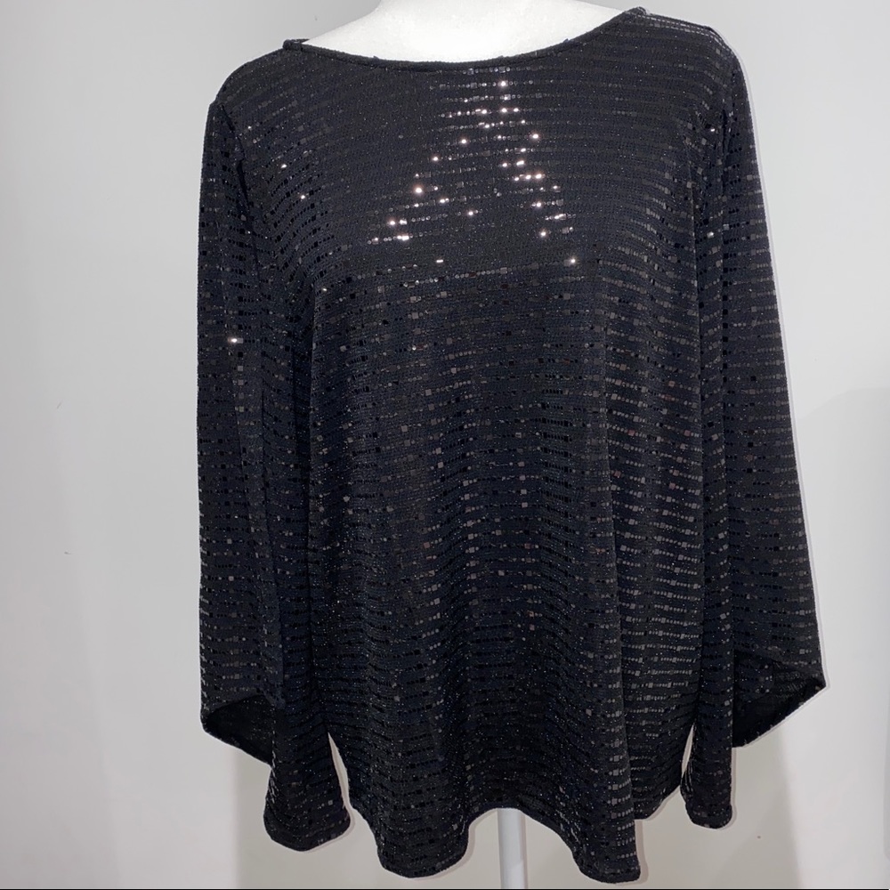Catherine Malandrino Black Sequin Blouse